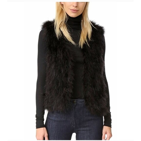 Club Monaco Vest Womens S Violet Feather Open Front Gilet Rock Punk Glam $198 - Picture 11 of 16